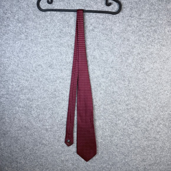 Armani Collezioni Burgundy Silk Tie Micro Dot Pattern Made in Italy - Picture 3 of 9